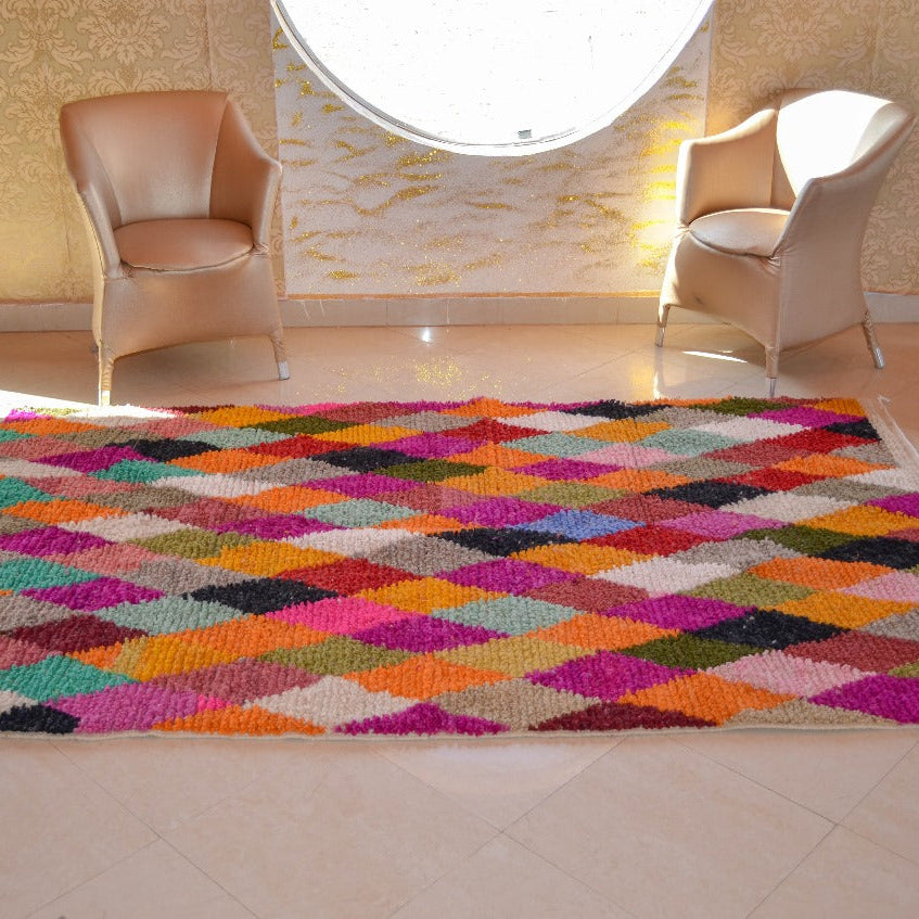 Handmade Moroccan Berber Rug 150x250cm - Modern Bohemian Multicolored Wool