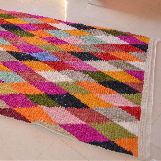Handmade Moroccan Berber Rug 150x250cm - Modern Bohemian Multicolored Wool