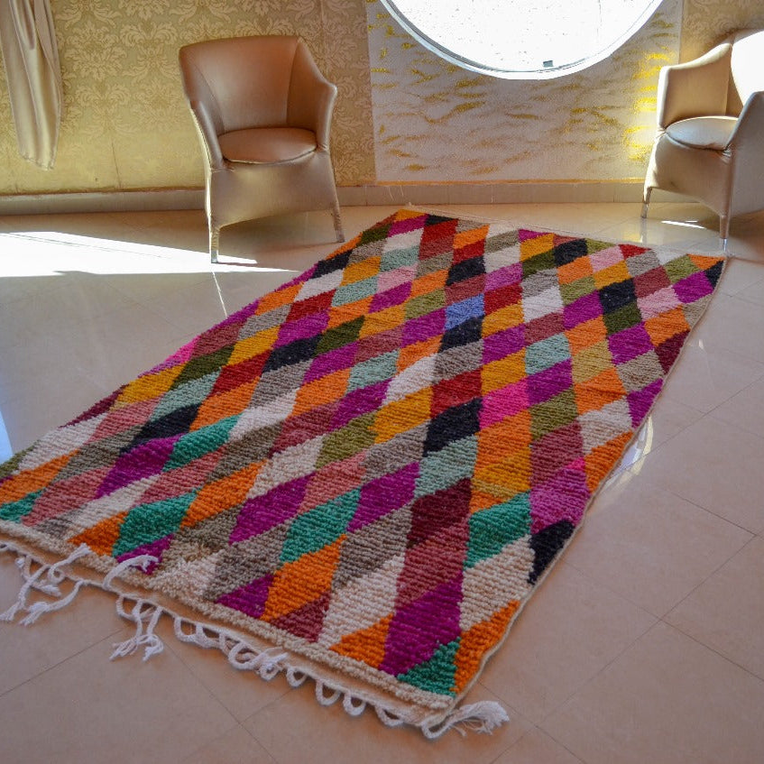 Handmade Moroccan Berber Rug 150x250cm - Modern Bohemian Multicolored Wool