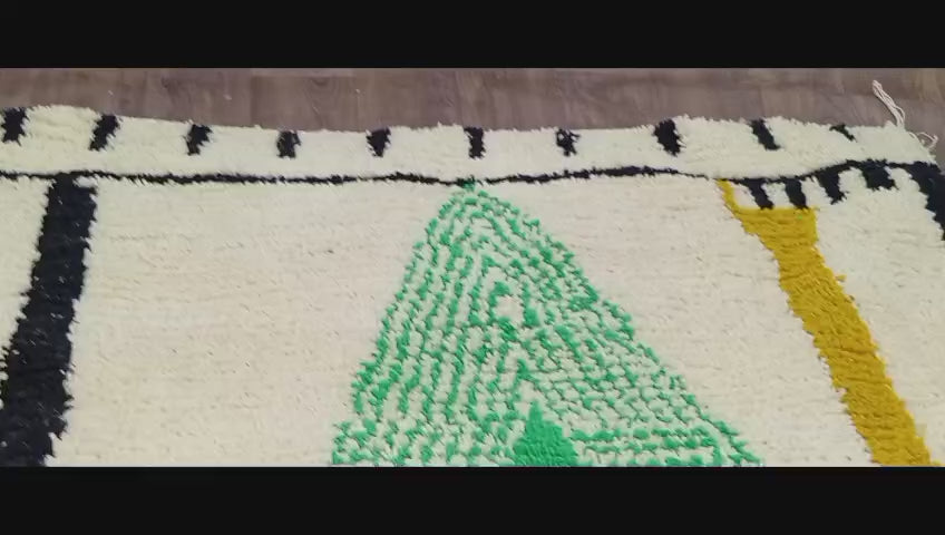 Custom Handmade Moroccan Rug, Made-to-Order Boujaad Wool Carpet, Green Geometric Berber Area Rug, Boho Statement Decor