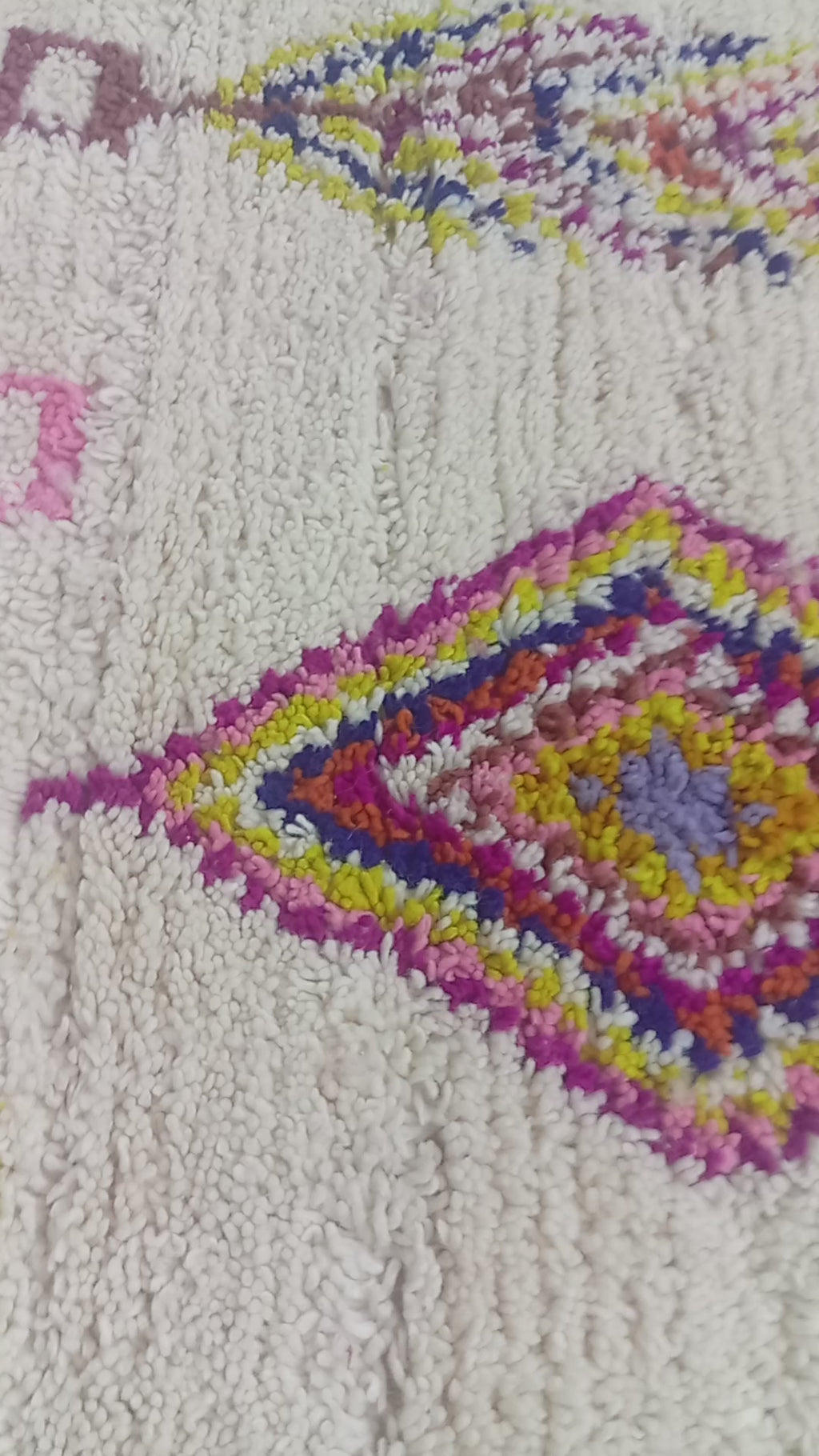 Handmade Moroccan Wool Rug, Berber Geometric Area Rug, Colorful Tribal Diamond Boho Carpet, Ivory Custom Rug