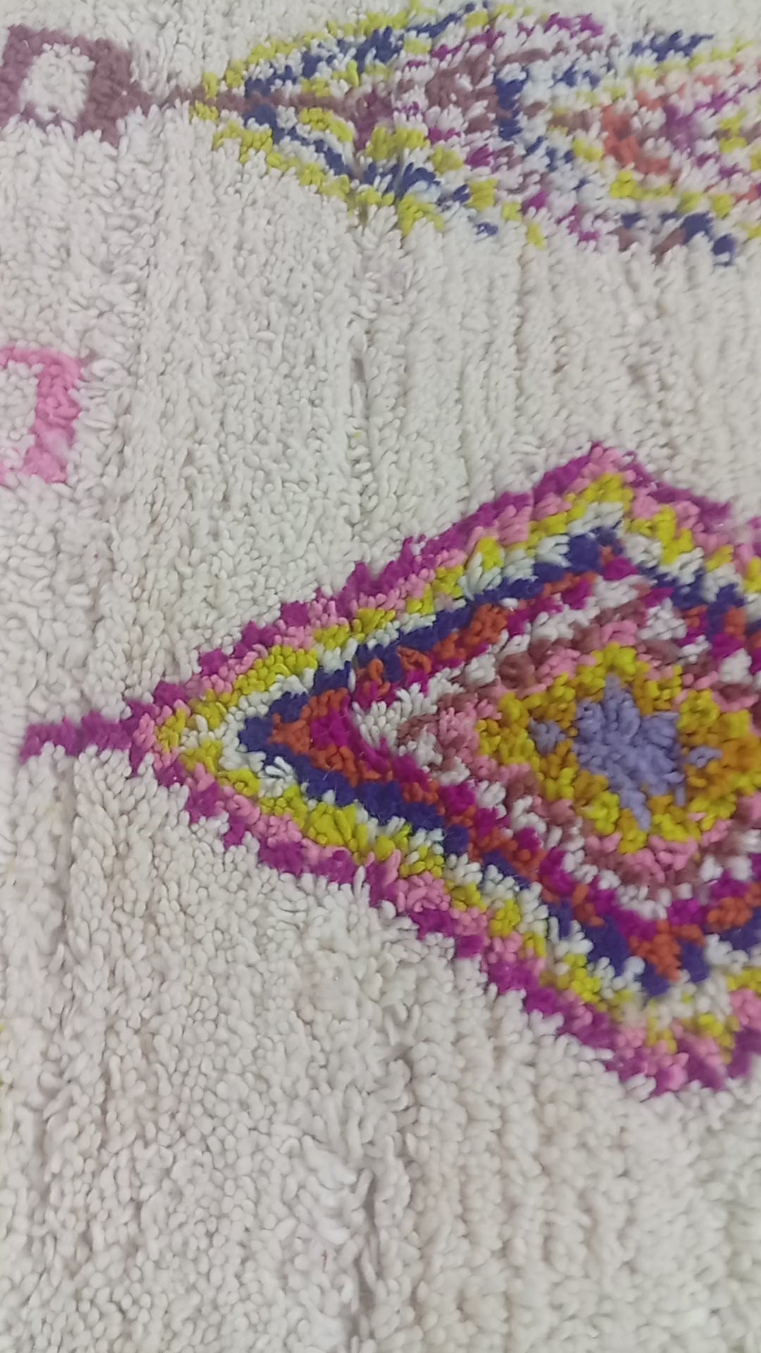Handmade Moroccan Wool Rug, Berber Geometric Area Rug, Colorful Tribal Diamond Boho Carpet, Ivory Custom Rug